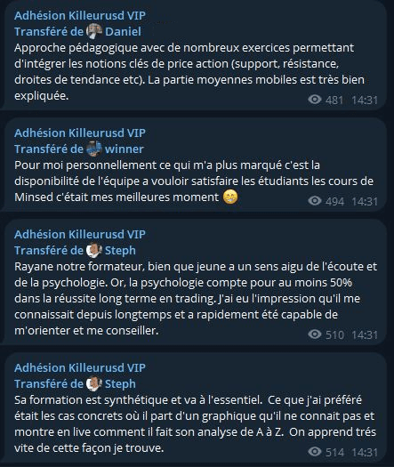 Capture d'un retour d'élève dans le groupe privé (2)